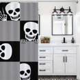 thumbnail image 5 of Skeleton Square Skull Shower Curtain for Bathroom Fabric Waterproof Shower Curtain with 12 Plastic Hooks for Home Hotel Bath Decor 72 X 72 Inches, 5 of 6