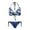 Blue Hibiscus Floral Print, variant on Women's Halter Neck Two Piece Bikini Set - Vintage Floral & Retro Wave Print - Sexy Tie Side Swimsuit for Beach Vacation & Pool Party