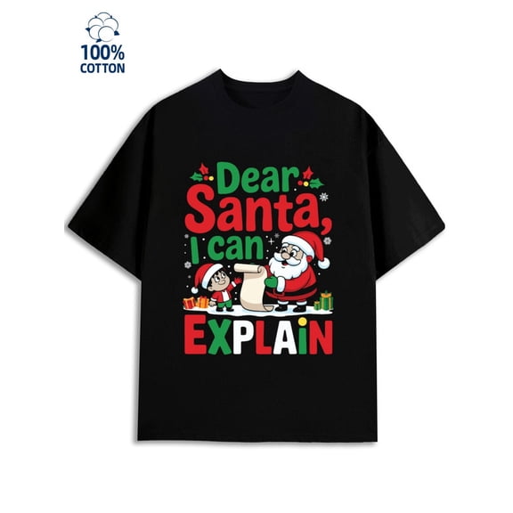 Santa's List T-Shirt for men Christmas 180G 100% Cotton black humor Christmas crew Basic Unisex Shirt Printed tshirts Vintage Unisex Shirt Graphic Tee tshirts