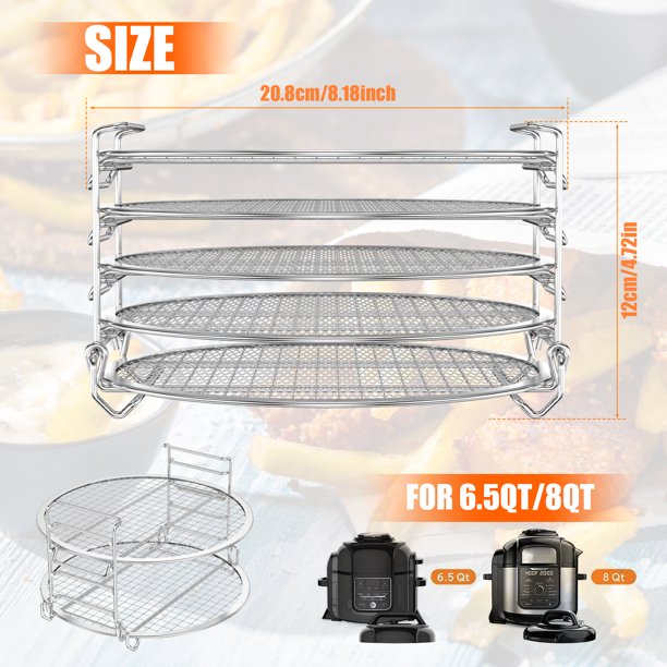 Estante de deshidratador apilable para freidora de aire de 5 capas, estante de deshidratación de carne de fruta reutilizable de acero inoxidable, utensilios de cocina para horno