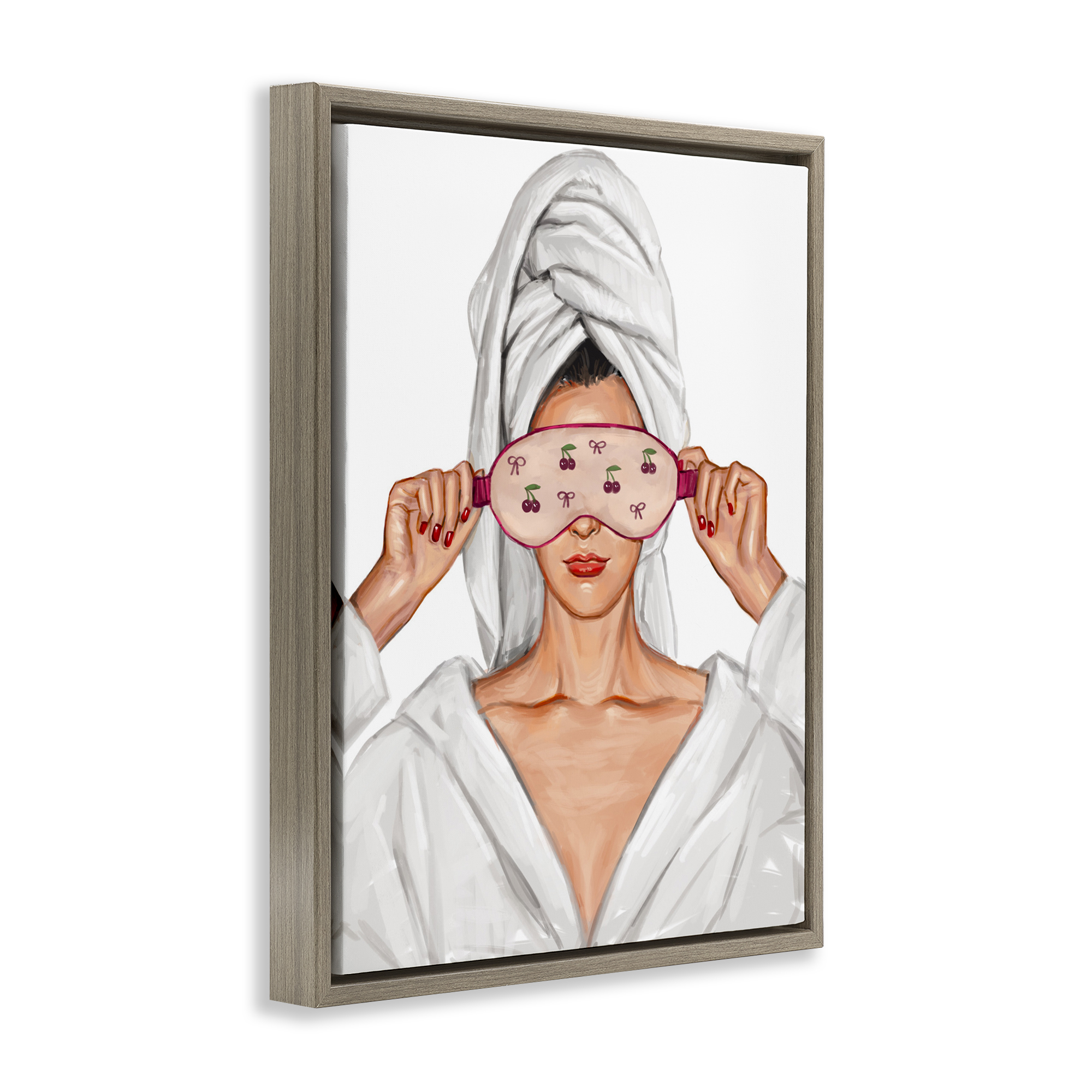 Cherry Eye Mask Fashionista Brown Framed Floater Canvas Wall Art, design by Ziwei Li