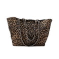 thumbnail image 1 of Leopard print large capacity single shoulder shopping tote bag for women 26s, 1 of 5