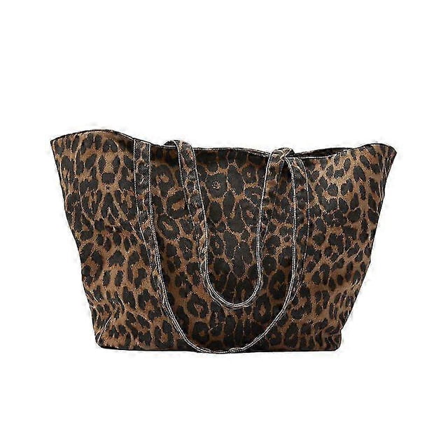 Leopard print large capacity single shoulder shopping tote bag for women 26s