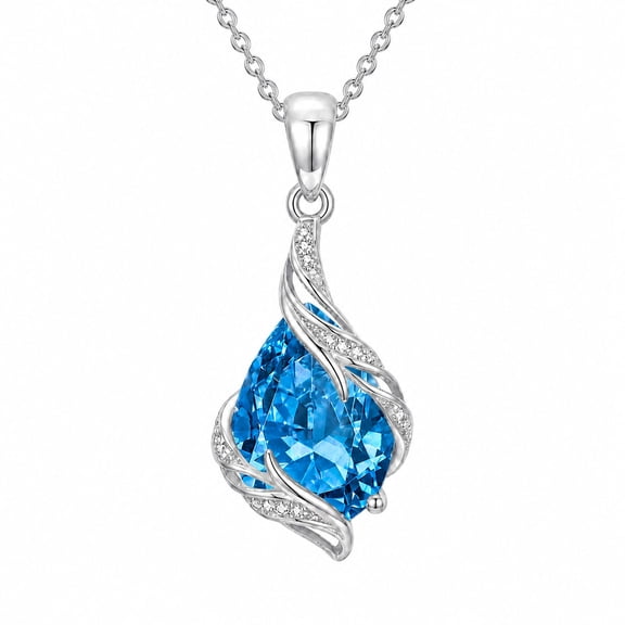 Midir&Etain 14K Gold Plated Birthstone Necklace for Women, Teardrop Ribbon Pendant, Anniversary Christmas Jewelry Gift for Her