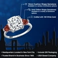 thumbnail image 2 of Gem Stone King 10K White Gold White Moissanite and Red Garnet Engagement Ring for Women | 6.08 Cttw | Cushion 10MM | Gemstone Birthstone | Size 8, 2 of 6