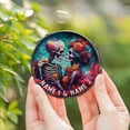thumbnail image 3 of Lotusprinthandmade Personalized Floral Skeleton Skull Couple Stained Glass Suncatcher for Window Hanging Cir6in, romantic skeleton with floral suncatcher, 3 of 4