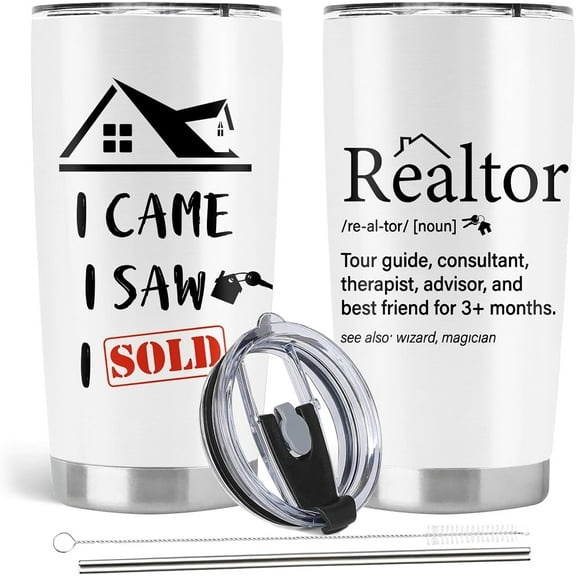 Realtor Gifts, Real Estate Agent Gifts, Closing Gifts For Realtor, 20oz Stainless Steel Tumbler with Lid Straw