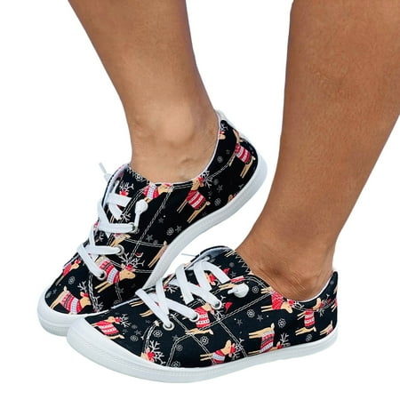 Mepaouo Shoes for Women Fashion Pumpkin Print Canvas Sneakers Slip on Flats Loafers