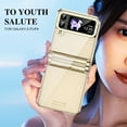 thumbnail image 4 of for Samsung Galaxy Z Flip 4 Folding Case with Hinge Protection, Luxury Ultra Slim Crystal Clear Plating Drop Protective Phone Case Cover for Samsung Galaxy Z Flip 4 5G, Gold, 4 of 7