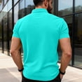 thumbnail image 4 of Men's Polo Shirts Short Sleeve with Pocket Cotton Pique T Shirts Buttons Casual Polo Moisture Wicking Golf Shirts Cyan M, 4 of 5