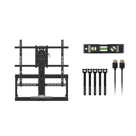 Monoprice Above Fireplace Pull-Down Full-Motion Articulating TV Wall Mount W/ Optional Soundbar Mount- For TVs 42in to 65in  Max Weight 62 lbs
