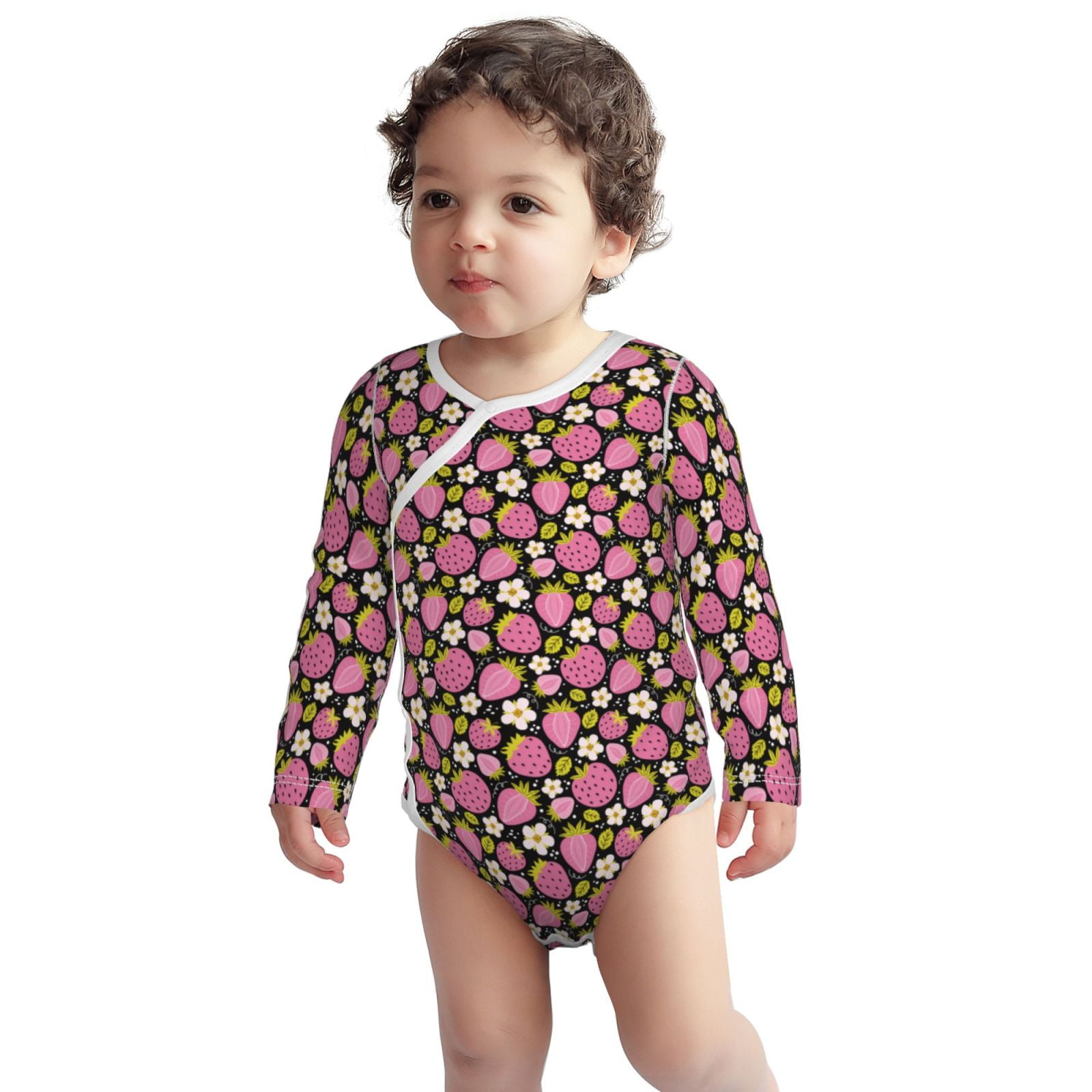 Xecao Strawberry Print Baby unisex-baby Cotton Long-sleeve Bodysuits-18 Months