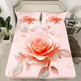 thumbnail image 2 of Homewish Pink Rose Twin Sheet Sets,Romantic Floral Flower Twin Fitted Sheet,Retro Print Flat Sheet For Girls Kids,Breathable Home Decor,3pcs, 2 of 7
