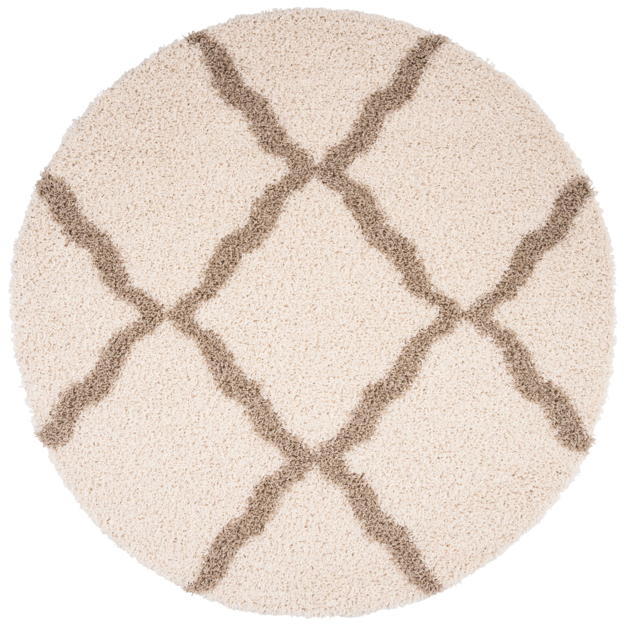 SAFAVIEH Daley Geometric Plush Shag Runner Rug, Ivory/Beige, 2'3" x 8'