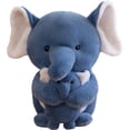 thumbnail image 2 of Plush Elephant Stuffed Animal with Baby Companion and Soft Filling for Birthday Gifts and Nursery Shelf Decoration, Blue 14 Inch, 2 of 5
