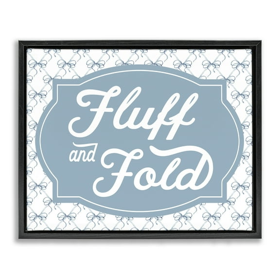 Stupell Industries Fluff & Fold with Bow Pattern Black Framed Floater Canvas Wall Art design by Lettered and Lined, 17 x 21
