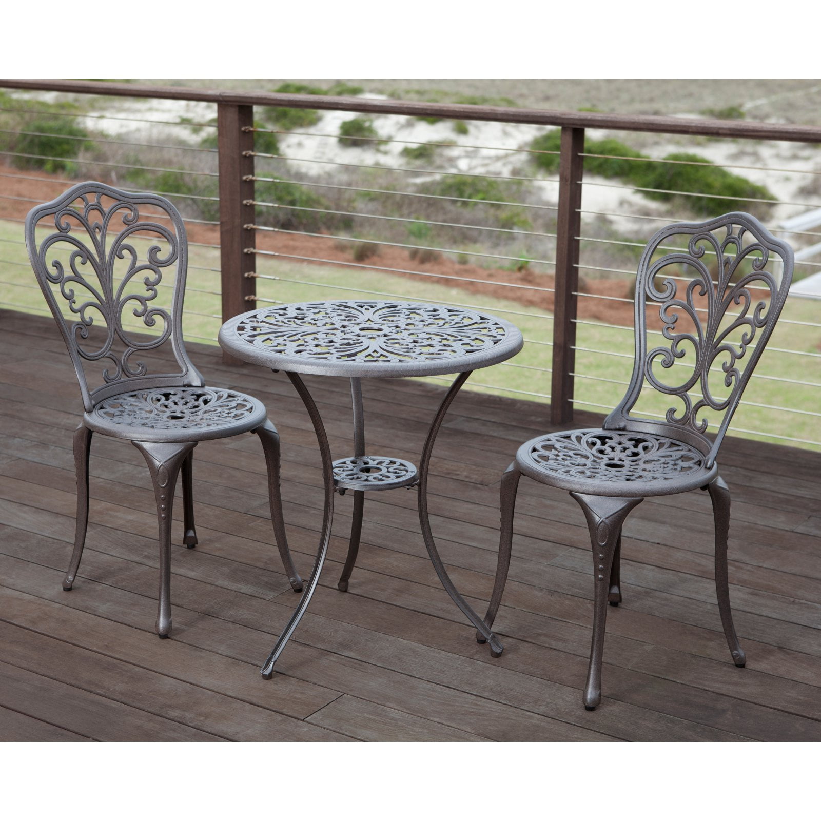 Patio Sense Faustina Antique Bronze Cast Aluminum 3 Piece Bistro Set