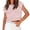 Pink, variant on Women Short Sleeve Striped Cropped T-Shirts Dolman Sleeve Crop Tops