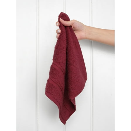 American Soft Linen Washcloth 100% Cotton 1 Piece Luxury Washcloth, Bordeaux Red