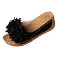thumbnail image 5 of Rokment Floral Platform Wedge Dress Slippers Sandals for Women Bohemian Leather Open Toe Chunky Heeled Slides Orthopetic Dressy Slip on Bride Wedding Black Size 7.5, 5 of 6