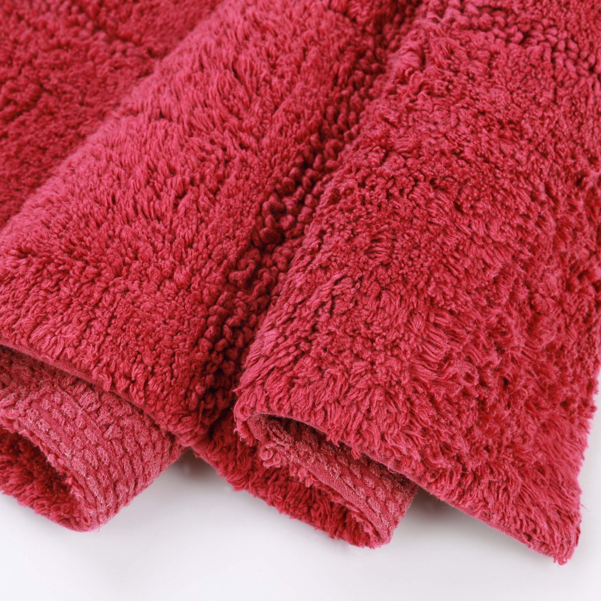 Superior Checkered Cotton Washable Non-Slip Bath Rug, Runner Size, Burgundy