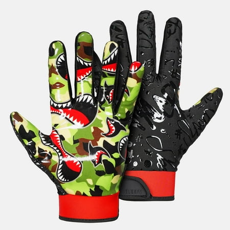 Image of War Shark Jungle Camo Sticky Football Receiver Gloves