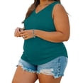 thumbnail image 7 of Tqcoqu Women's Plus Size Tank Tops Sleeveless Shirt Sexy V Neck Summer Trendy Baggy Basic Shirt Clothes,Navy,Women's S-XXXXXL, 7 of 7