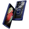 thumbnail image 2 of ELEHOLD Rugged Clear Case for Samsung Galaxy S23 Ultra 6.8" Hybrid Hard PC Crystal Clear Back+Soft TPU Shockproof Design Slim Case with Metal Ring Holder Kickstand for Samsung S23 Ultra,Blue, 2 of 8