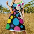 thumbnail image 4 of Colorful Dots Short Sleeved Dress Summer Dresses Birthday Dress for Women Luxury 2025 Dress Party Night, 4 of 6