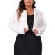 thumbnail image 1 of Chaqueta de piel sintética esponjosa para mujer de tallas grandes GRACE & GRANDEUR, abierta y corta, abrigos de invierno 1X blanca, 1 of 1
