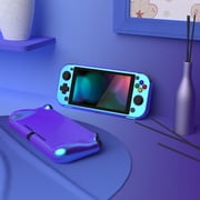 PlayVital ZealProtect Glossy Protective Case for Nintendo Switch Lite, Hard Shell Ergonomic Grip Cover for Switch Lite w/Screen Protector & Thumb Grip Caps & Button Caps - Chameleon Purple Blue