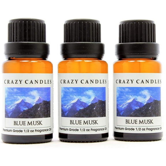 Blue Musk (Made in USA) 3 Bottles 1/2 Fl Oz Each (15ml) Premium Grade Scented Fragrance Oil (A Crisp and Clean Scent)