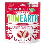 YumEarth Organic Candy Cane Pops, Peppermint, Gluten Free, Shelf-Stable, 30 Count Box