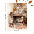 thumbnail image 3 of Vintage Tile Fireplace Watercolor Canvas Print，Home Study Living Room Kitchen Decor, 3 of 8