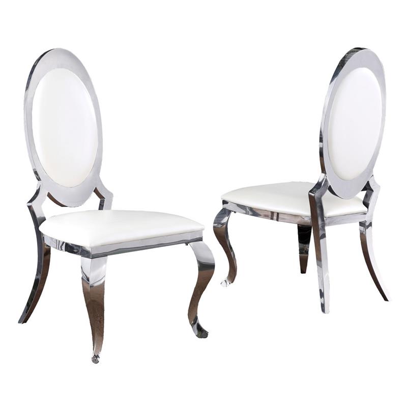 silver faux leather dining chairs