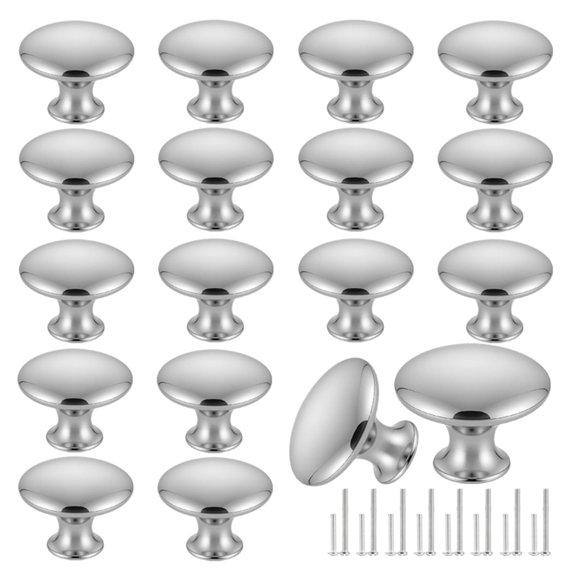 Perillas para cajón Romeda de acero inoxidable plateado de 30 mm, 18 piezas
