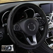 Black Car Steering Wheel Cover Wear-resistant Leather Anti-slip 14.9inch