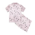 thumbnail image 2 of URMAGIC URMAGIC 5-14T Kids Girls Boys Satin Pajamas Set Short Sleeve Button-Down Sleepwear,Pink Moon Print, 2 of 8