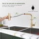 thumbnail image 2 of Grifo de cocina en cascada con rociador extraíble, grifo de cocina de oro cepillado con rociador 3 modos, sus304 acero inoxidable 360 ° giratorio grifo de fregadero de cocina, 2 of 7