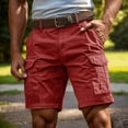 thumbnail image 3 of Havenx Hiking Military Cargo Shorts for Men with Multi Pockets Knee Length Short Stretch Solid Color Short Pants Lightweight Relaxed Fit Summer Work Wear,Red L, 3 of 6