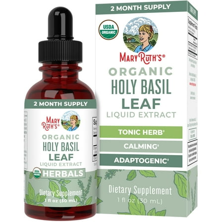 MaryRuth's Holy Basil Leaf Liquid Drops, 1 oz - Adaptogenic, Detox, Antioxidant