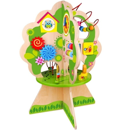 Pidoko Kids Multi Activity Center Tree, Table Top Adventures - Wooden Bead Maze Play Toy for Toddlers Boys & Girls - Activity Cube Inspired