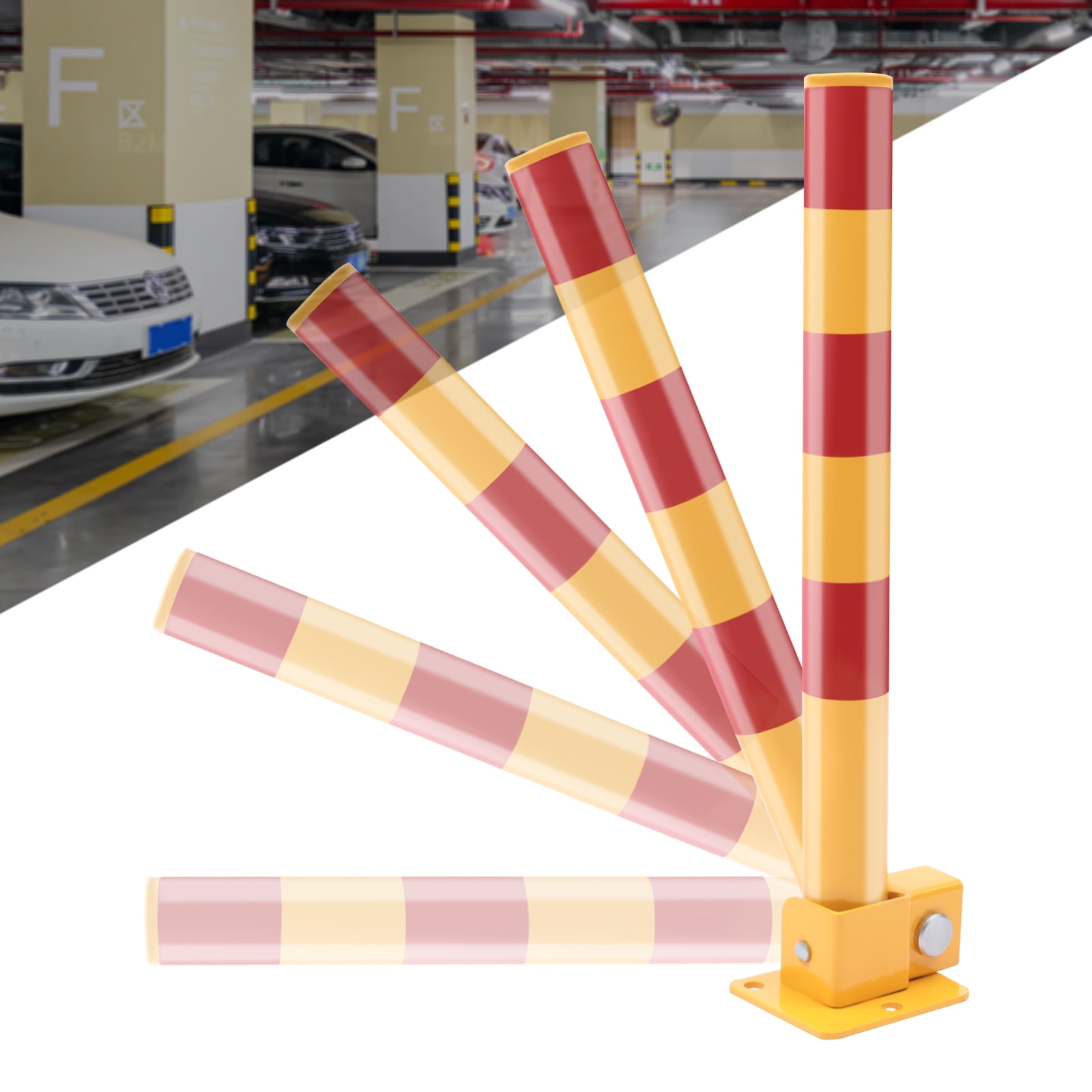 Miumaeov Spring Parking Post, Parking Barrier Parking Lock Folding