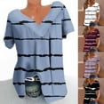 thumbnail image 5 of qucoqpe Womens Plus Size Summer Tops Fashion Striped Printed V Neck Short Sleeve Ruched Tunic Blouse Casual Loose T Shirts for Women, 5 of 5