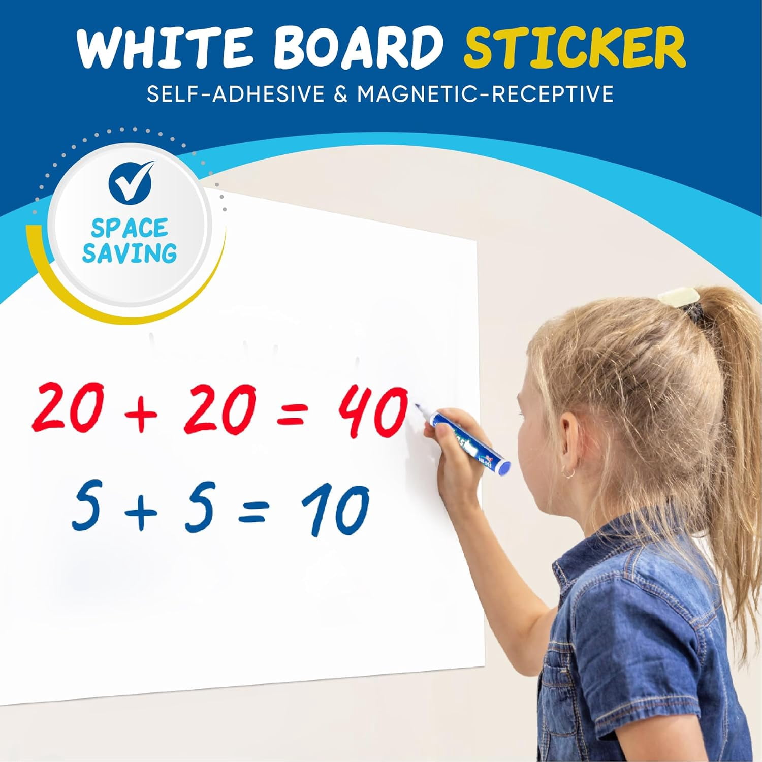 Magnetic Whiteboard Contact Paper 40" x 17.3" Adhesive Magnetic Dry Erase White Board Sticker for Wall, Peel and Stick Wallpaper, Easy to Write and Clean for Playroom Office