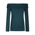 thumbnail image 6 of Perfectbot Womens Off Shoulder Tops Long Sleeves Sexy Slim Fit Shirts Casual Soft Gathered Blouse, 6 of 8