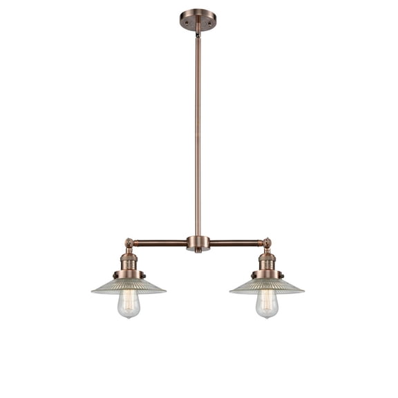 Innovations 2-LT Vintage LED Halophane 22" Chandelier - Antique Copper - 209-AC-G2-LED