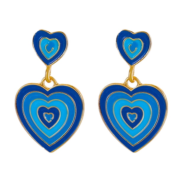 Pendientes de goteo de amor a juego Sonducket joyería de moda azul dorado