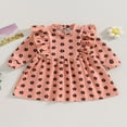 thumbnail image 2 of Kids Girls Dress Floral Print Ruffles Crew Neck Long Sleeve Dress, 2 of 8