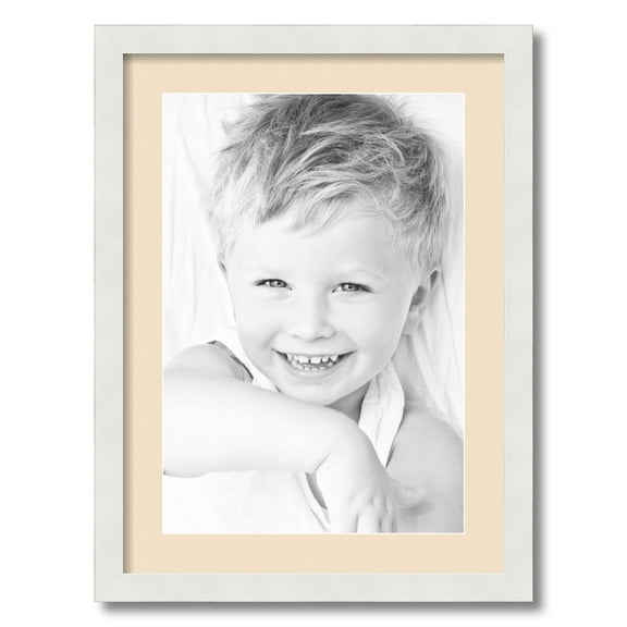 ArtToFrames 17x23" Matted Picture Frame with 13x19" Single Mat Photo Opening Framed in 1.25" Satin White Frame and 2" French Creme Mat (FWM-3966-17x23)
